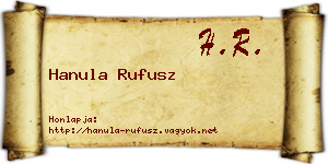 Hanula Rufusz névjegykártya
